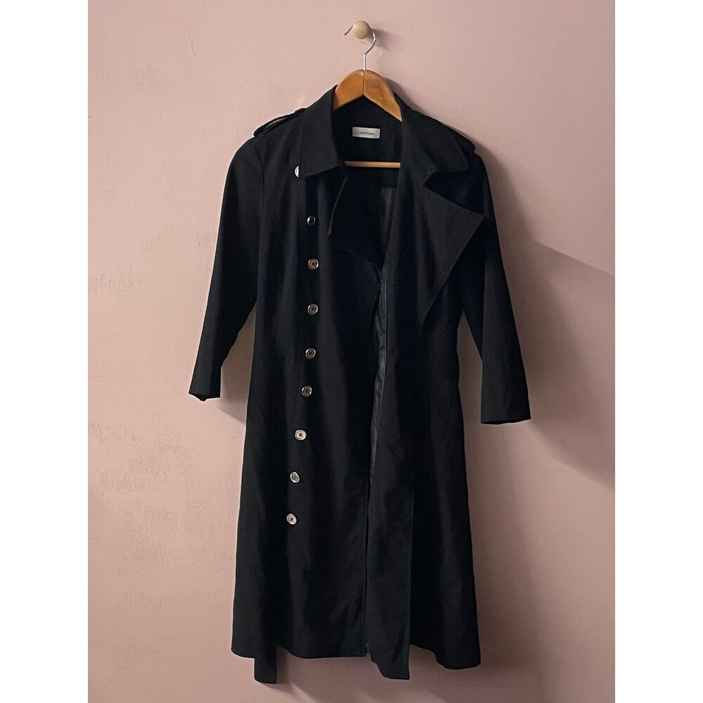 Calvin Klein Black Buttoned Coat Size S